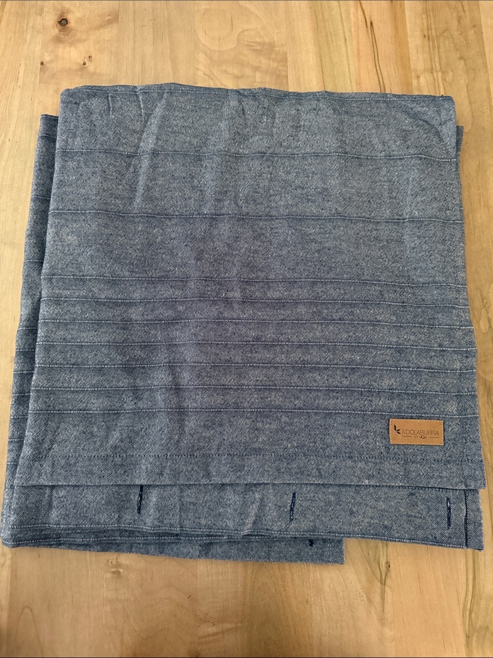 Koolaburra Heathered Blue Textured Shower Curtain with Patch